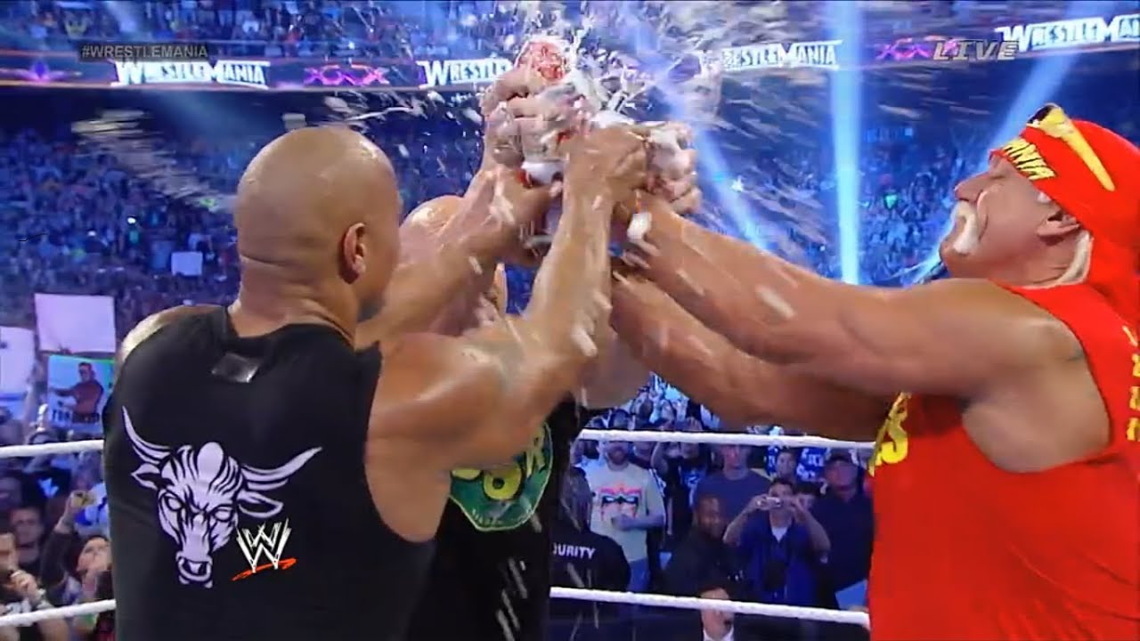 Hulk Hogan, Stone Cold, And The Rock In The Same Ring : WWE Wrestlemania 30  - YouTube