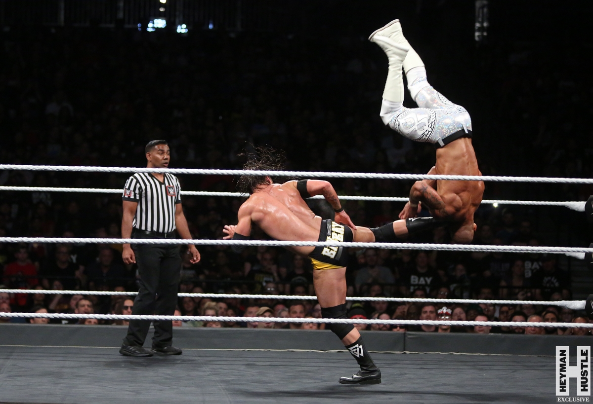 Great photo of Adam Cole's superkick to Ricochet at Takeover: Brooklyn 4 : r/SquaredCircle